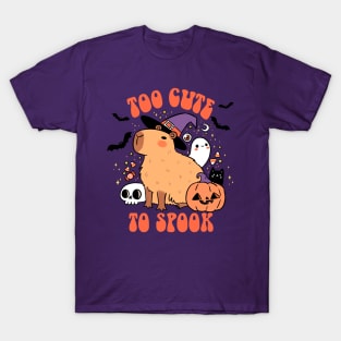 Too cute to spook a cute capybara ready for halloween T-Shirt